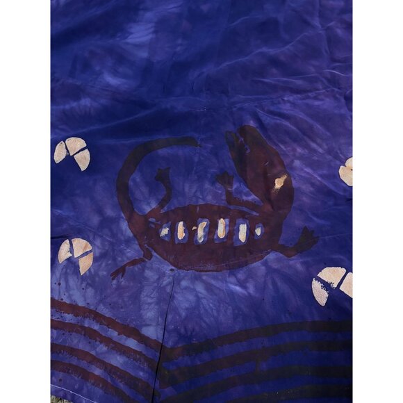 VTG Laise Adzer Silk Skirt 4X Lizards at Night Hand Painted Whimsygoth 100% Silk - Picture 2 of 5